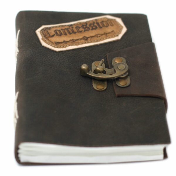 Leather Black Confessions with Lock Notebook (7x5") - Image 2