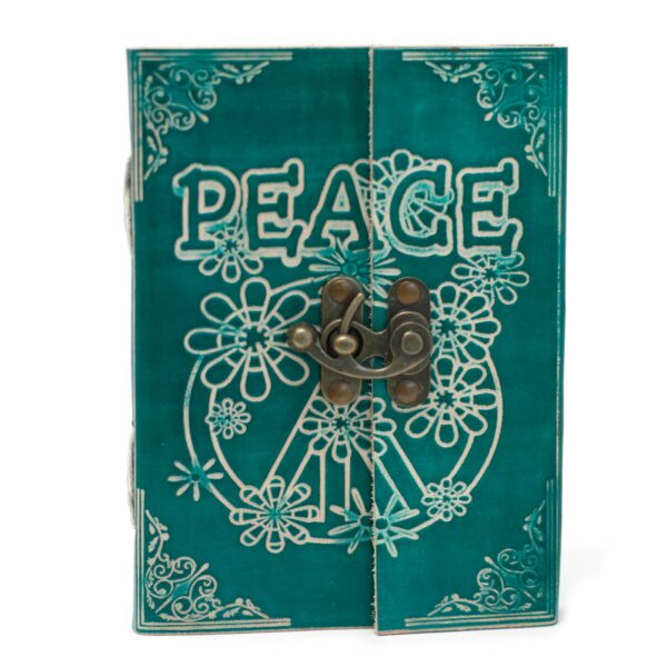 Leather Green Peace with Lock Notebook (7x5") - Image 5