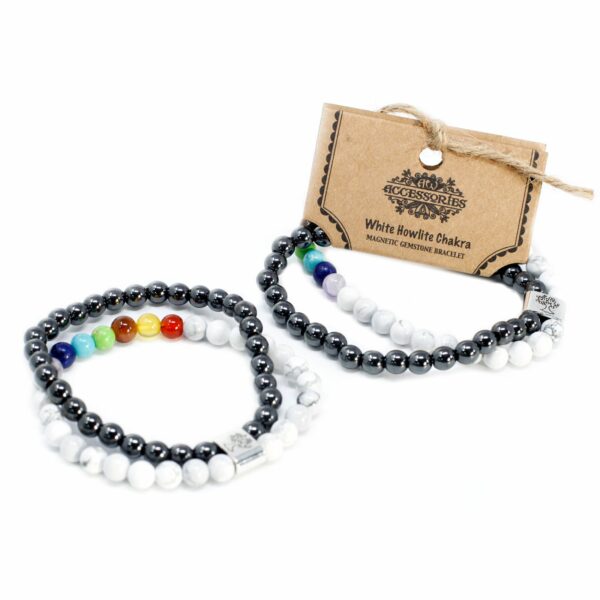 Magnetic Gemstone Bracelet - White Howlite Chakra - Image 3