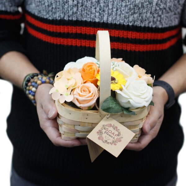 Medium Pink Bouquet in Wicker Basket - Image 2