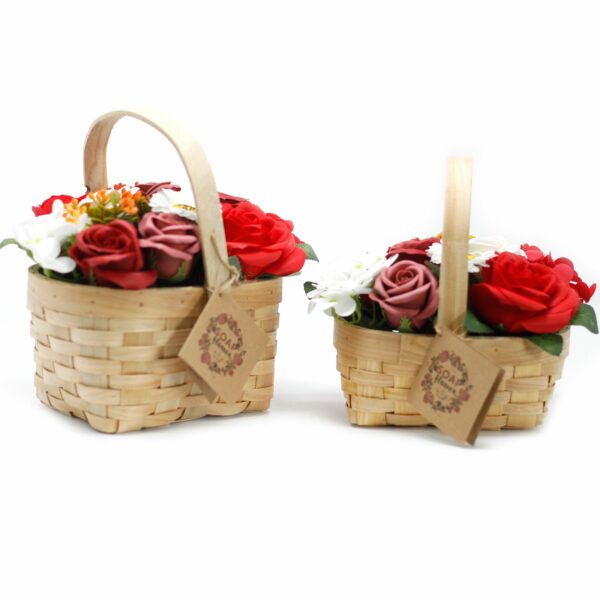 Medium Red Bouquet in Wicker Basket - Image 3