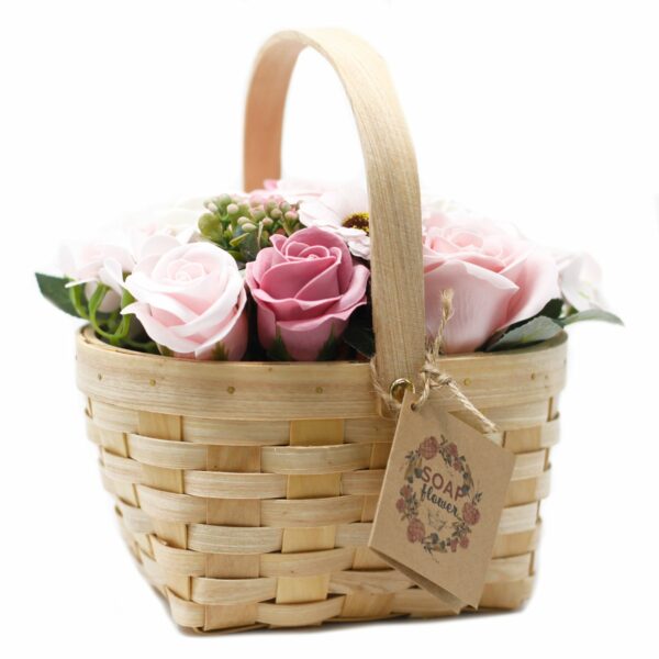 Large Pink Bouquet in Wicker Basket - Image 2