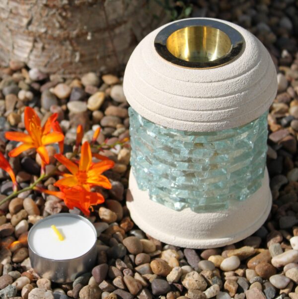 Stone Oil Burner - Round Glass Brick - Image 2
