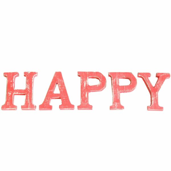 Shabby Chic Letters Red Wash  - HAPPY - Image 2
