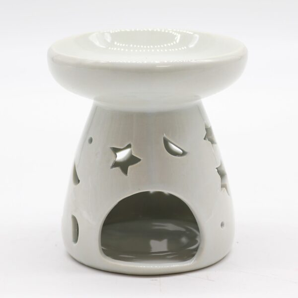 Lrg Classic White Oil Burner - Moon & Star - Image 3