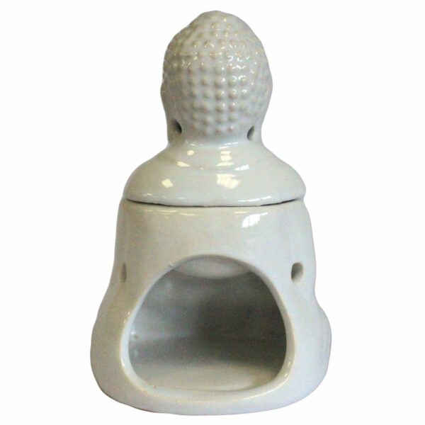 Sitting Buddha Oil Burner - White - Image 2