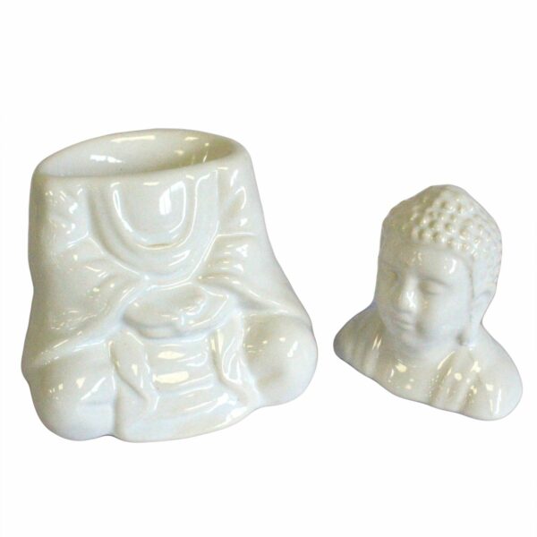 Sitting Buddha Oil Burner - White - Image 3
