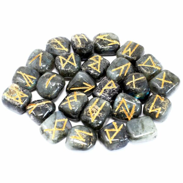 Runes Stone Set in Pouch - Labradorite - Image 3