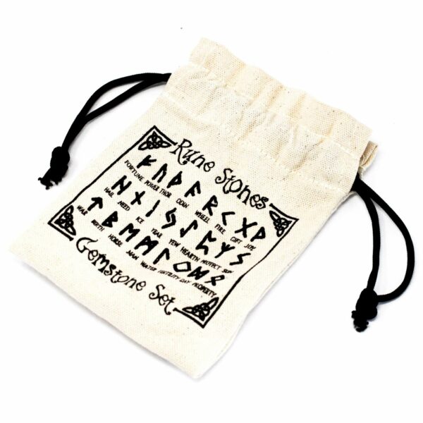 Runes Stone Set in Pouch - White Agate - Image 2
