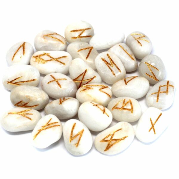 Runes Stone Set in Pouch - White Agate - Image 3