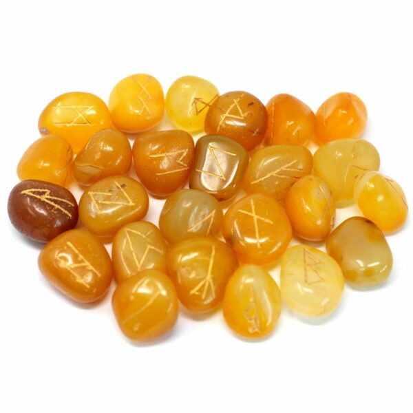 Runes Stone Set in Pouch- Yellow Onyx - Image 3