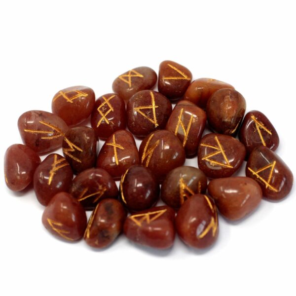 Runes Stone Set in Pouch- Red Aventurine - Image 3