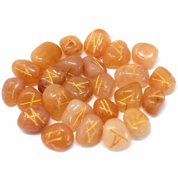 Runes Stone Set in Pouch- Yellow Aventurine - Image 3