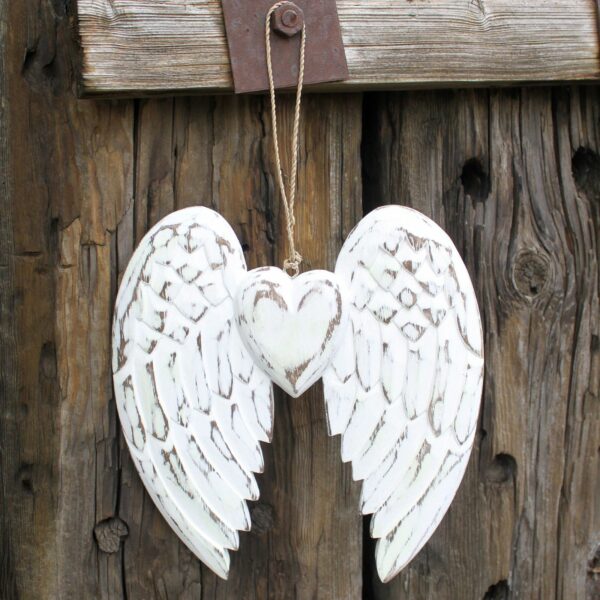 Hand Crafted Double Angel Wing & Heart - 24cm - Image 4