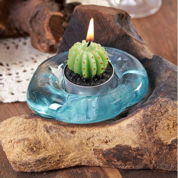 Molten Glass on Wood - Candle Holder - Image 7