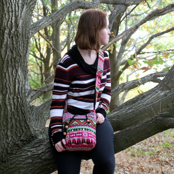Jacquard Bag - Pink Sling Bag - Image 2