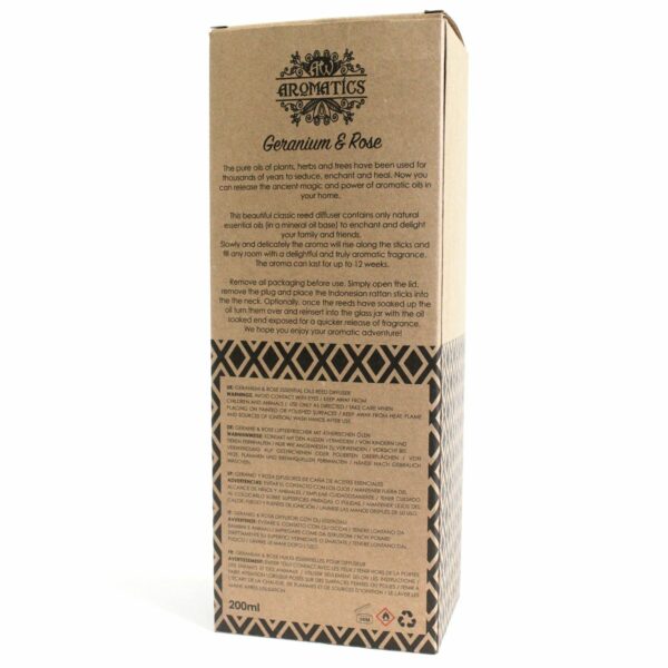 200ml Geranium & Rose Essential Oil Reed Diffuser - Image 4