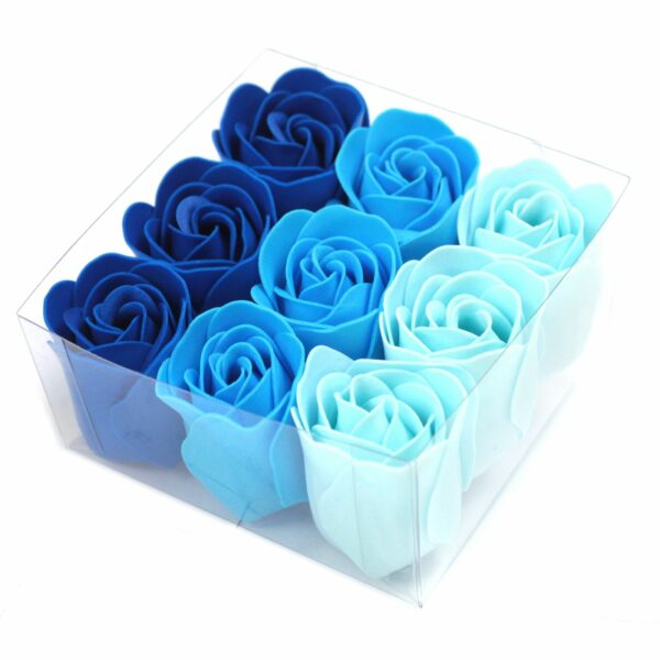 Set of 9 Soap Flowers - Blue Wedding Roses - Image 4