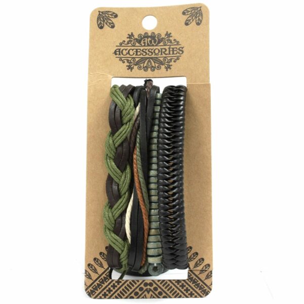 Mens Bracelet Sets - Green & Natural (asst) - Image 5