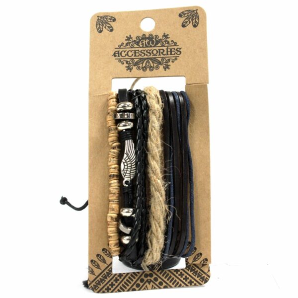 Mens Bracelet Sets - Metal & Leather (asst) - Image 2