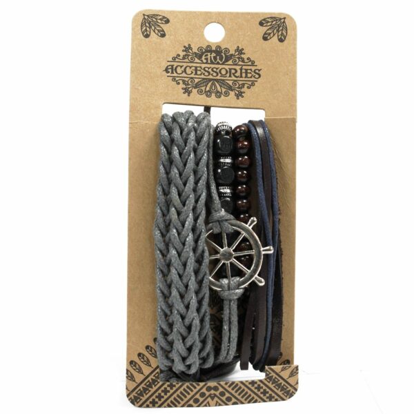 Mens Bracelet Sets - Metal & Leather (asst) - Image 3