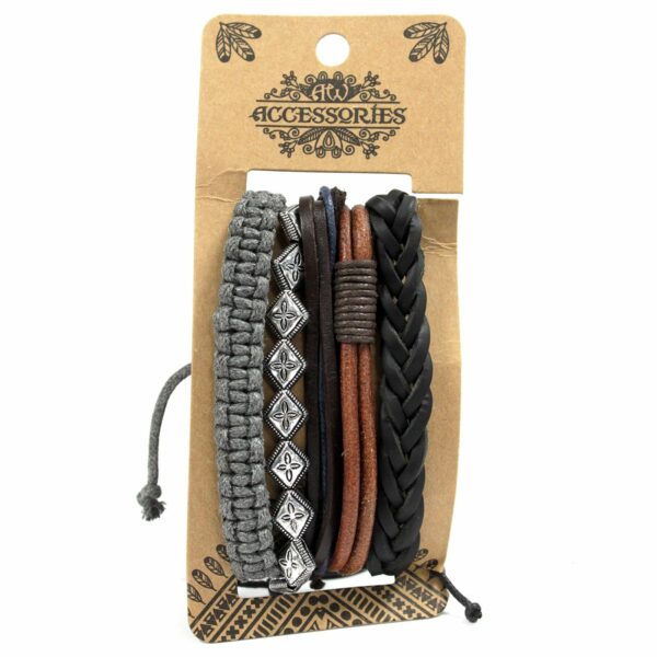 Mens Bracelet Sets - Metal & Leather (asst) - Image 4