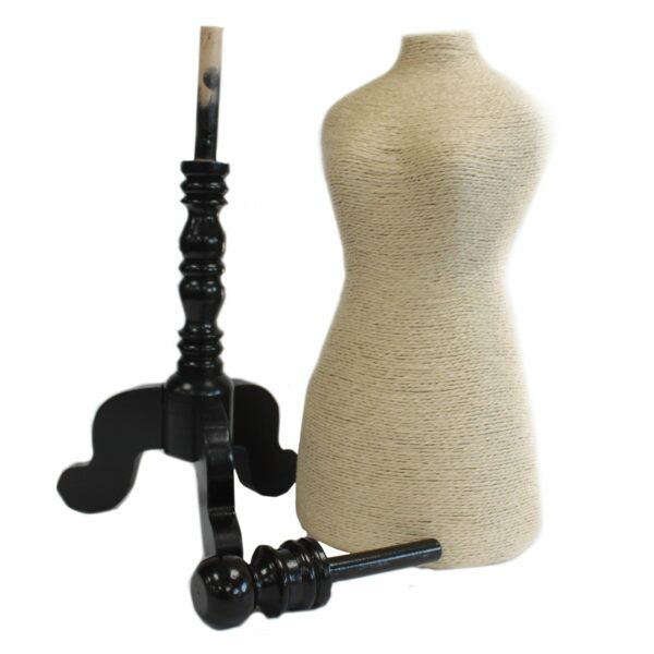 Natural Jewellery Display - Mannequin on Wooden Stand - Cream - Image 4