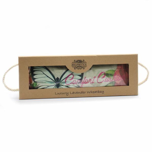 Luxury Lavender Wheat Bag in Gift Box - Butterfly & Roses - Image 2