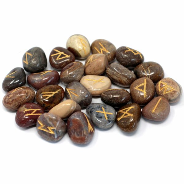 Runes Stone Set in Pouch - Fancy Jasper - Image 3
