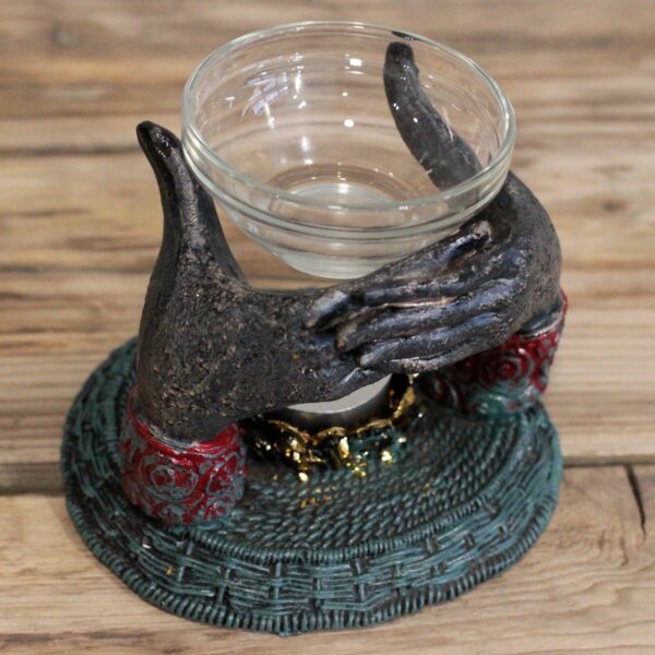 Antique Buddha - Offering Hands Oil Burner - Image 4