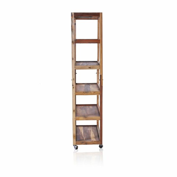 Six Shelf Display with Casters - Recycled Wood - Image 2