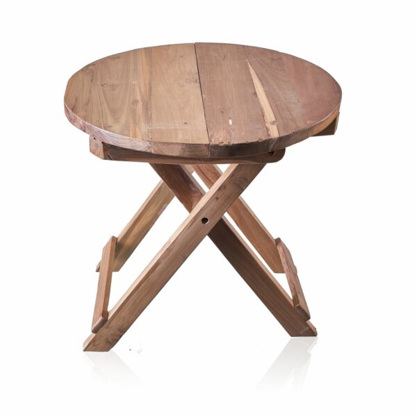 Round Folding Coffee Table - 50cm - Recycled Wood - Image 3