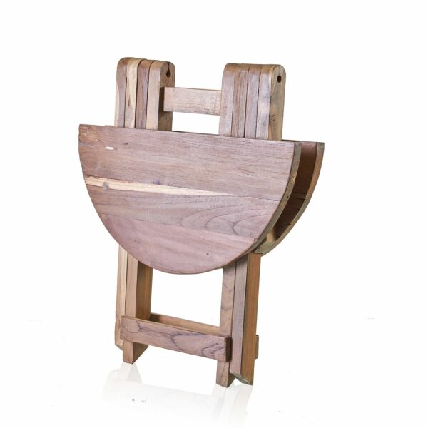 Round Folding Coffee Table - 50cm - Recycled Wood - Image 5