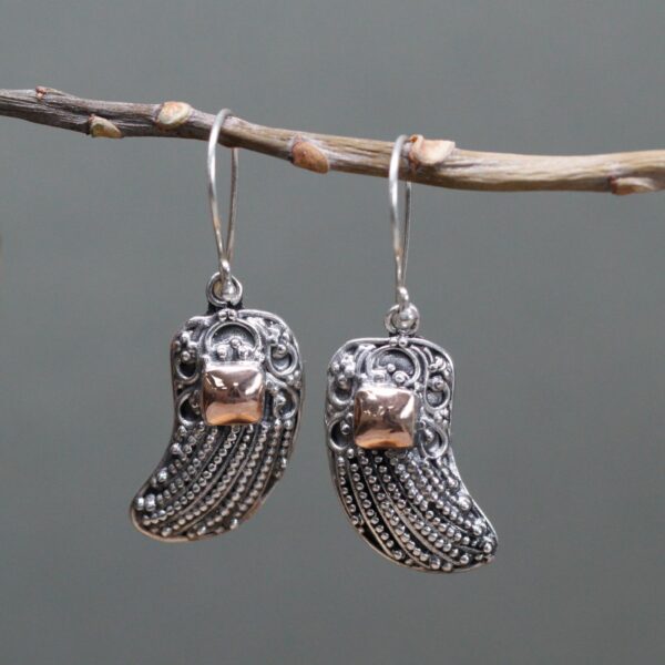 Silver & Gold Earring - Angel Wings - Image 3