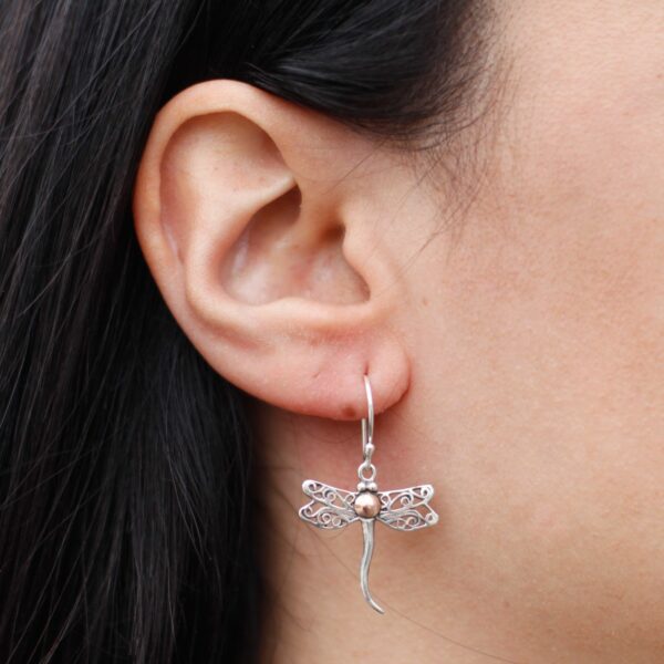 Silver & Gold Earring - Dragonflies - Image 7