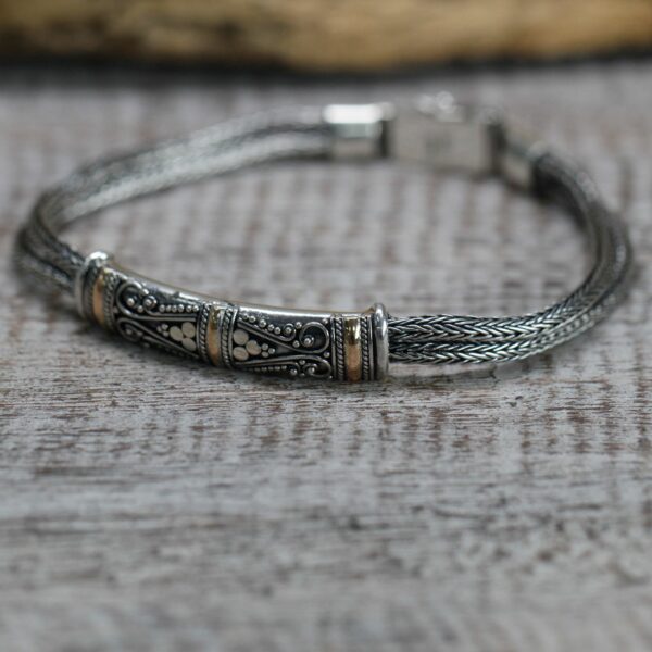 Silver & Gold Bracelet - Unisex Twin Chain - Image 7