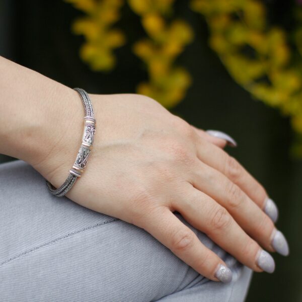 Silver & Gold Bracelet - Unisex Twin Chain - Image 8