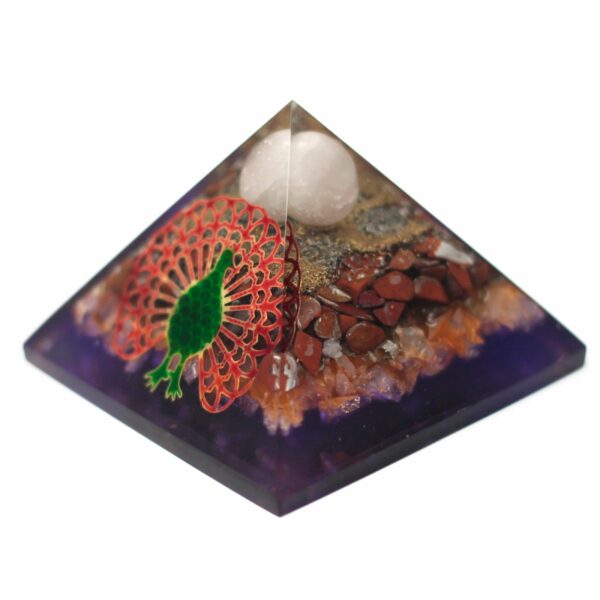 Lrg Organite Pyramid 80mm - Peacock - Image 2