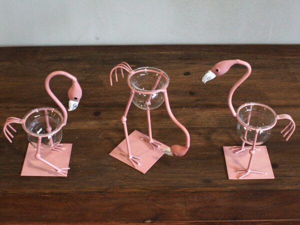 Hydroponic Home Décor - Pink Metal Flamingo Des 1 - Image 3