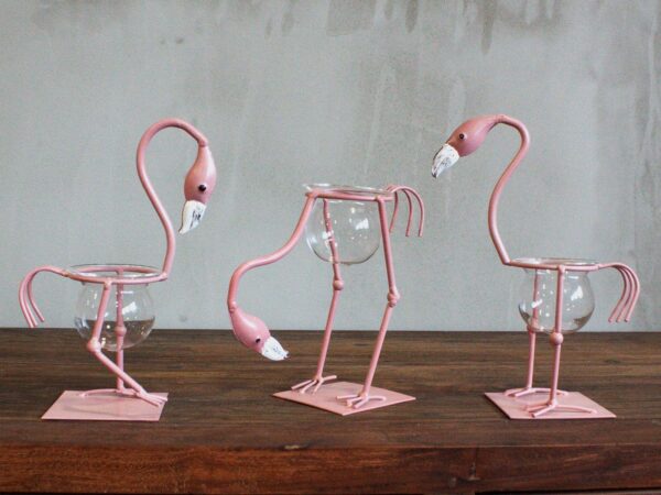 Hydroponic Home Décor - Pink Metal Flamingo Des 1 - Image 4