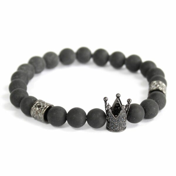 Crystal Crown / Black Agate  - Gemstone Bracelet