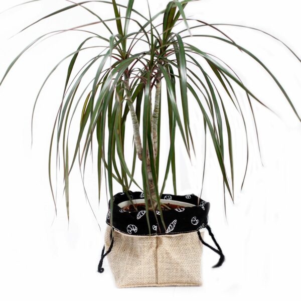 Natural Jute Cotton Gift Bag - Black Lining - Large - Image 6