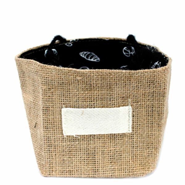Natural Jute Cotton Gift Bag - Black Lining - Medium - Image 3
