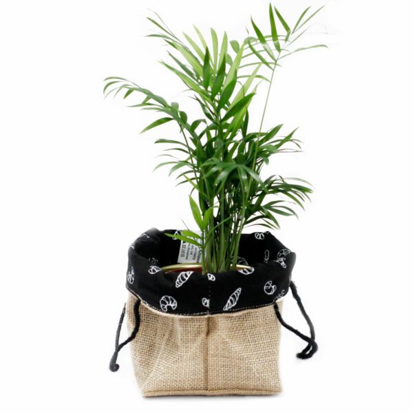Natural Jute Cotton Gift Bag - Black Lining - Medium - Image 6