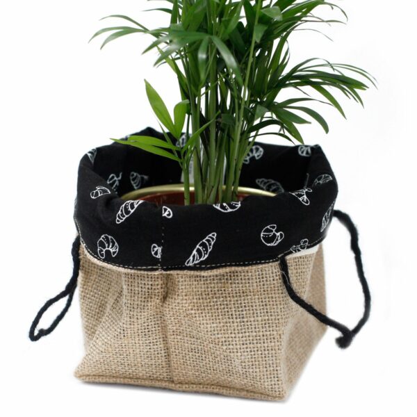 Natural Jute Cotton Gift Bag - Black Lining - Medium - Image 7