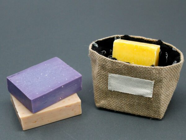 Natural Jute Cotton Gift Bag - Black Lining - Small - Image 4
