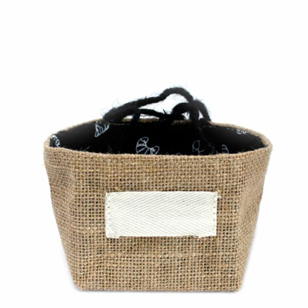 Natural Jute Cotton Gift Bag - Black Lining - Small - Image 5