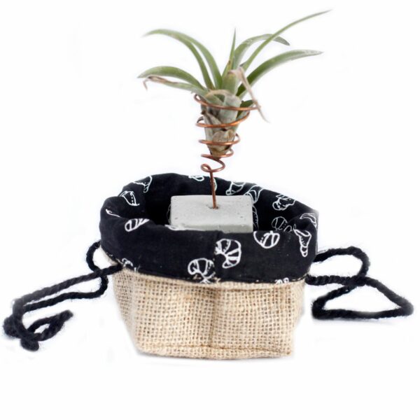 Natural Jute Cotton Gift Bag - Black Lining - Small - Image 6