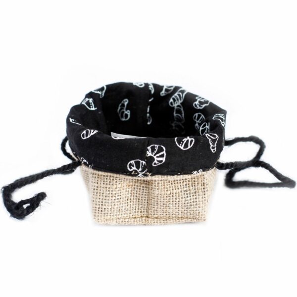 Natural Jute Cotton Gift Bag - Black Lining - Small - Image 7