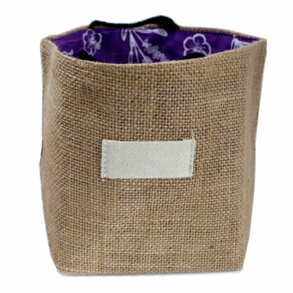 Natural Jute Cotton Gift Bag - Lavender Lining - Large - Image 2
